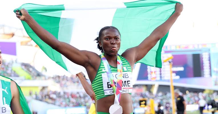 Ese Brume, a Nigerian long jump star, returns after surviving a car crash.