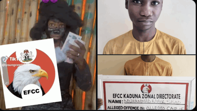 TikToker is arrested by the EFCC for treading on and spraying naira notes in Kaduna.
