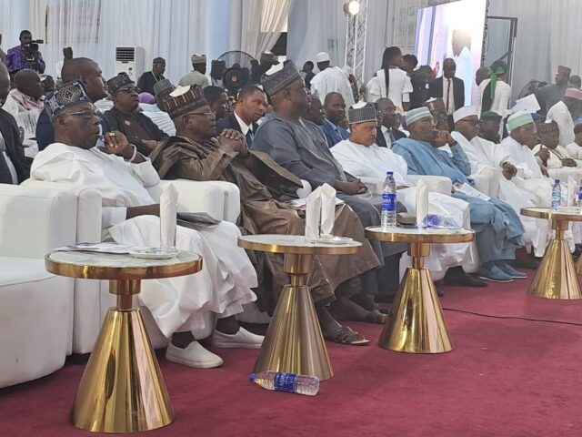 Sule Lamido’s book presentation in Abuja is attended by Obasanjo, Atiku, Obi, and others.