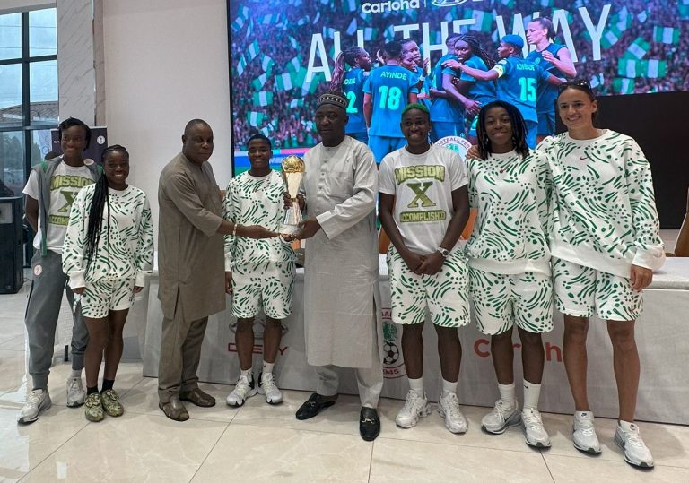 Super Falcons are hosted by Carloha at the Chery showroom.