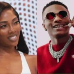 Tiwa Savage confirms dating rumors by saying, “I love Wizkid, but we’re not in a relationship.”
