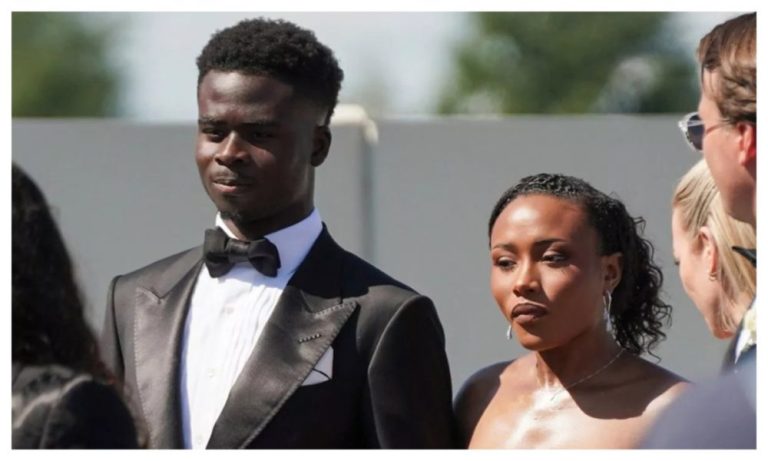 Sports Saka, an Arsenal winger, pops the question to Tolami Benson, his longtime lover.