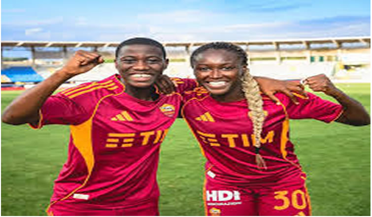 Babajide and Oladipo celebrate winning the Serie A championship.